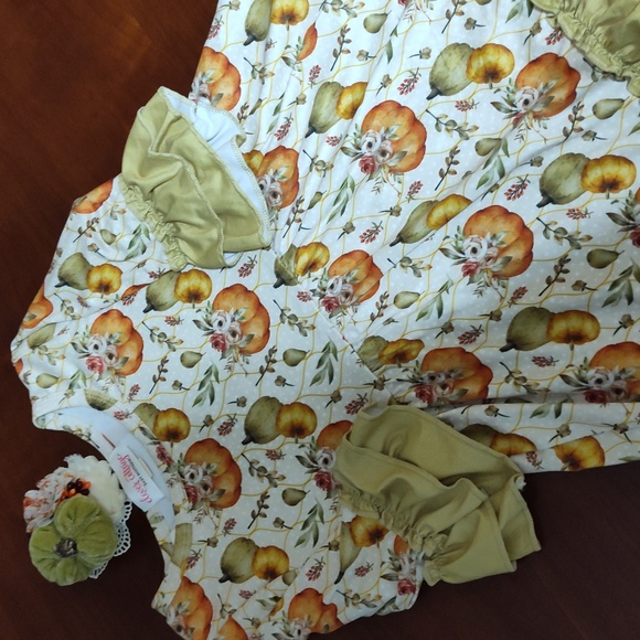 Thanksgiving dress and pumpkin bow size 3t nwt - Picture 3 of 5